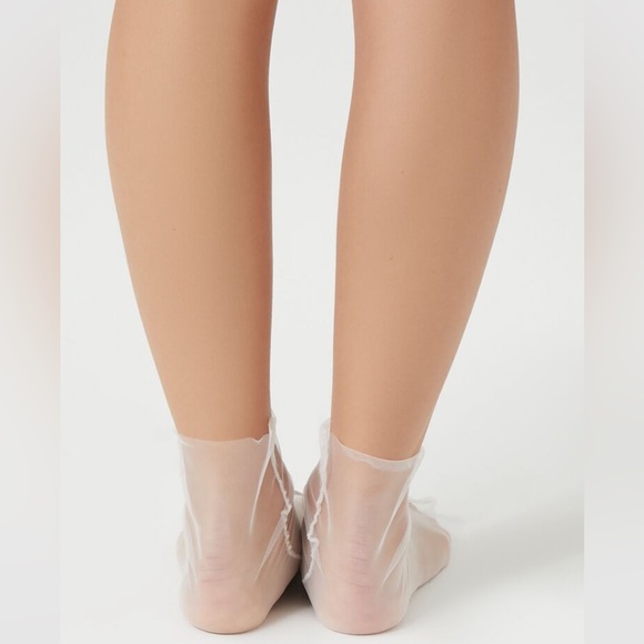 White Sheer Mesh Crew Socks - Picture 3 of 6